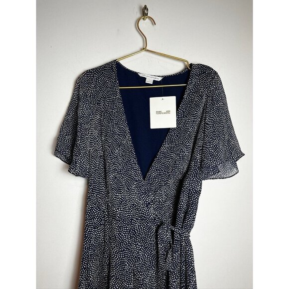 NWT Diane Von Furstenberg blue/white polka dot wrap dress  size 4 - Picture 4 of 8